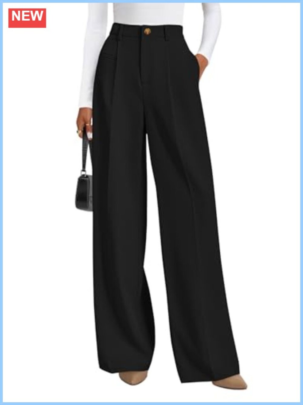 Wide Leg Tailored Work Dress Pants High Waisted Business Casual Palazzo